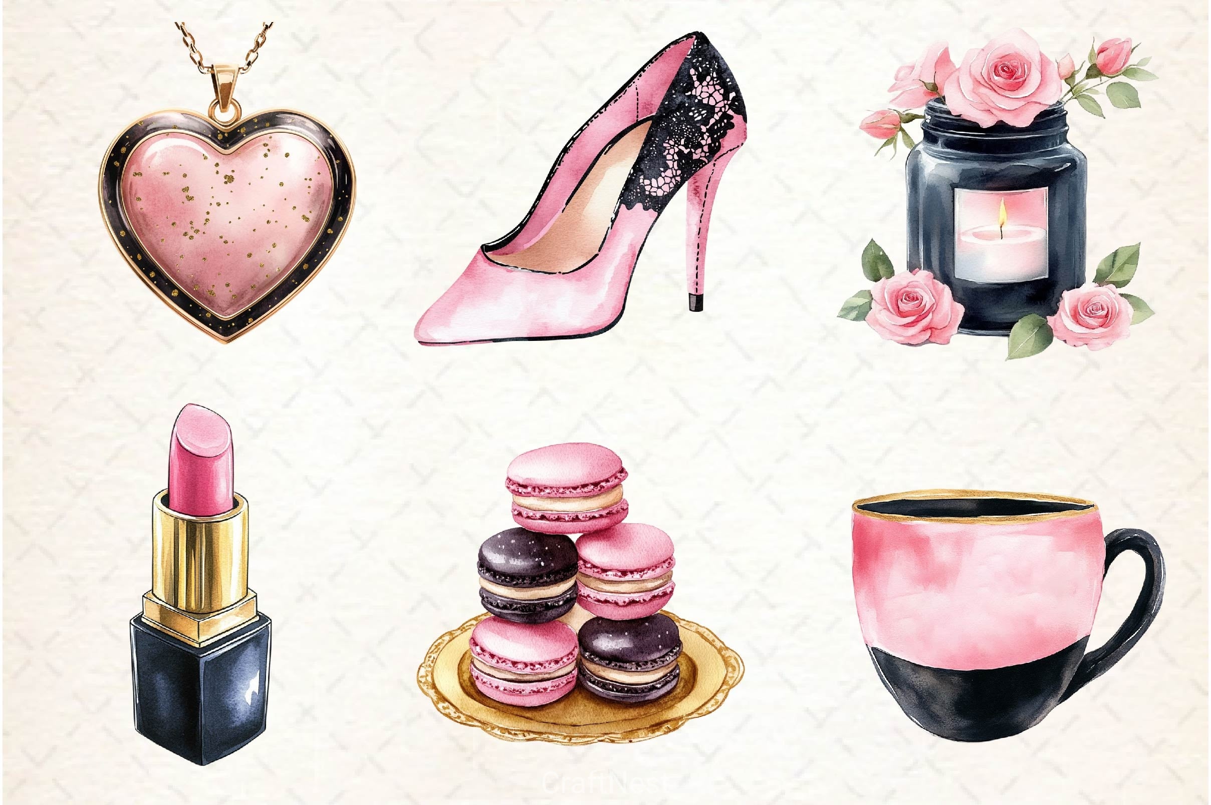 Black And Pink Mothers Day Clipart Bundle - CraftNest - Digital Crafting and Art