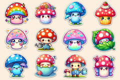 Kawaii Mushroom Clipart Bundle - CraftNest - Digital Crafting and Art