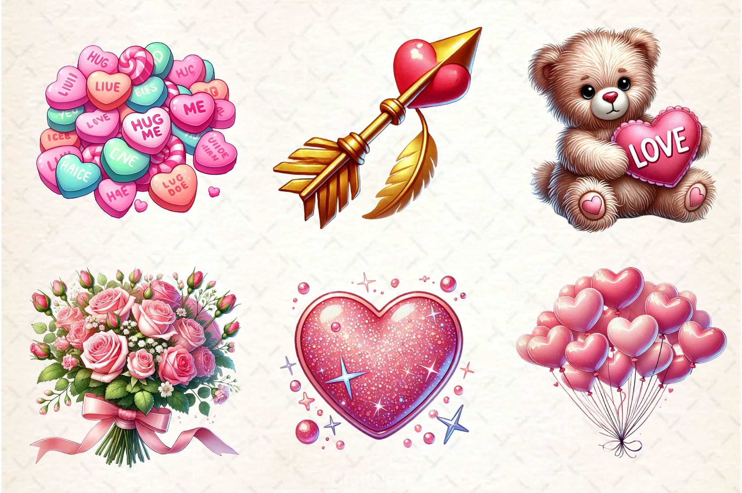 Pink Valentines Day Clipart Bundle - CraftNest - Digital Crafting and Art