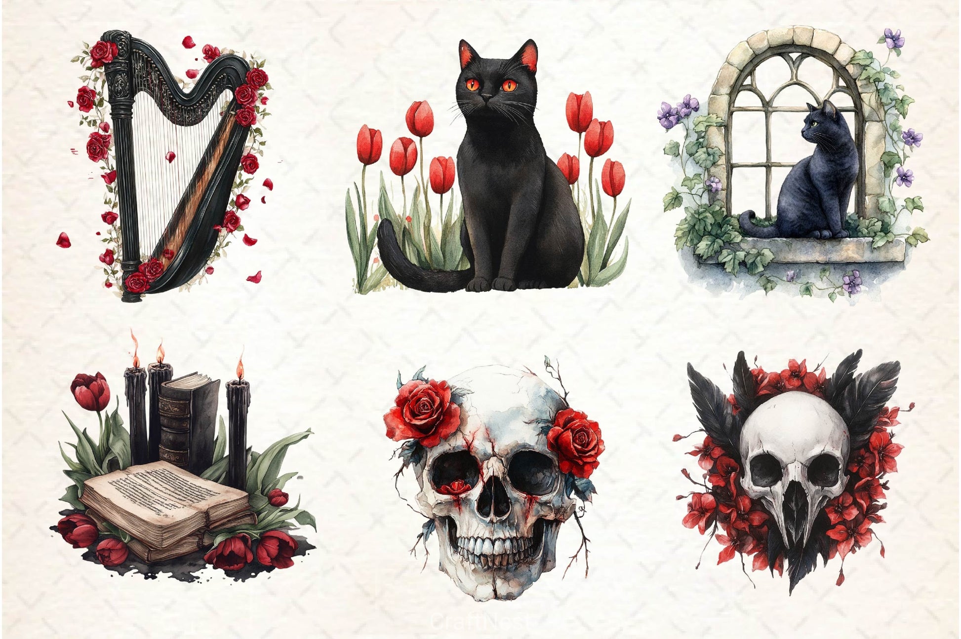 Gothic Spring Clipart Bundle 3 - CraftNest - Digital Crafting and Art