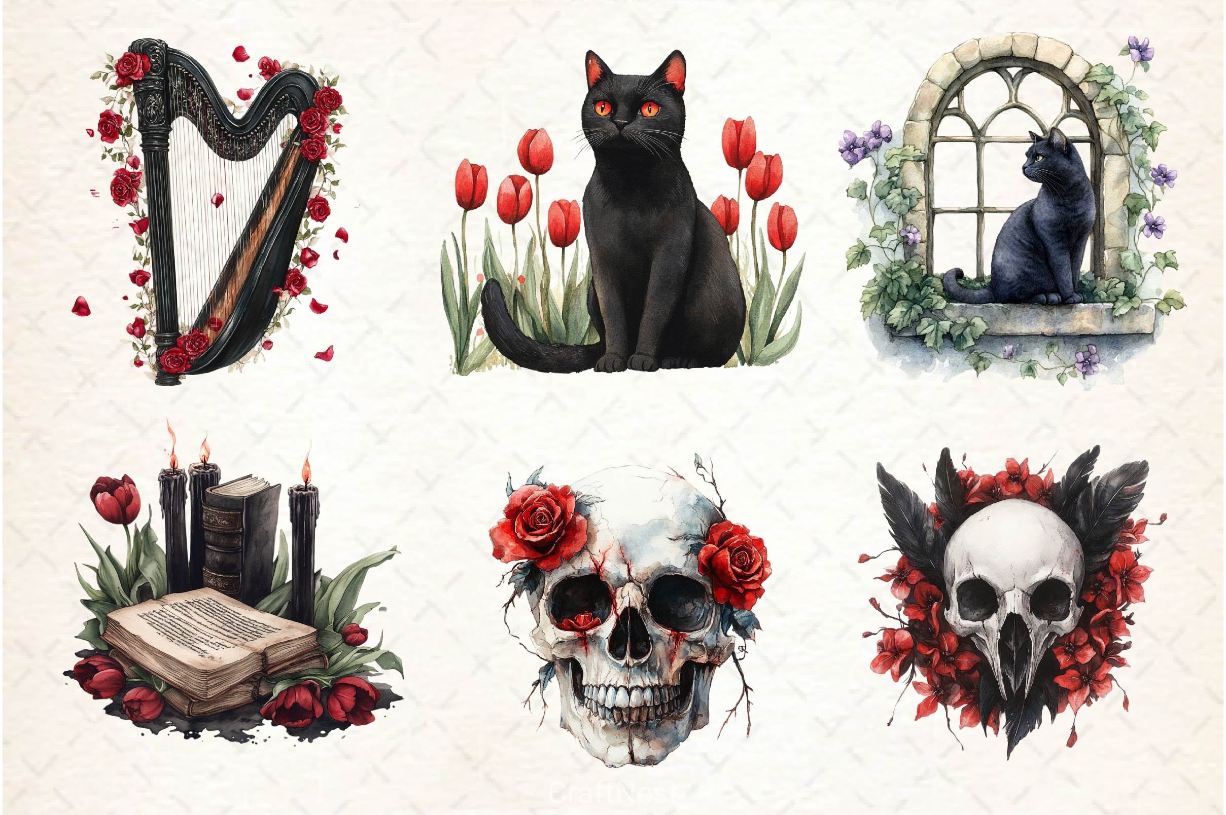Gothic Spring Clipart Bundle 3 - CraftNest - Digital Crafting and Art