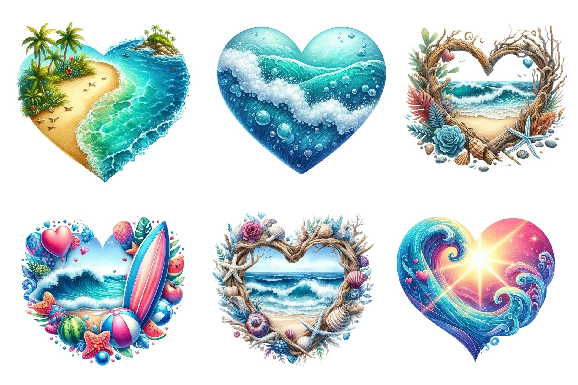 Heart Beach Frame Clipart Bundle 1 - CraftNest - Digital Crafting and Art