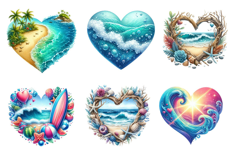 Heart Beach Frame Clipart Bundle 1 - CraftNest - Digital Crafting and Art