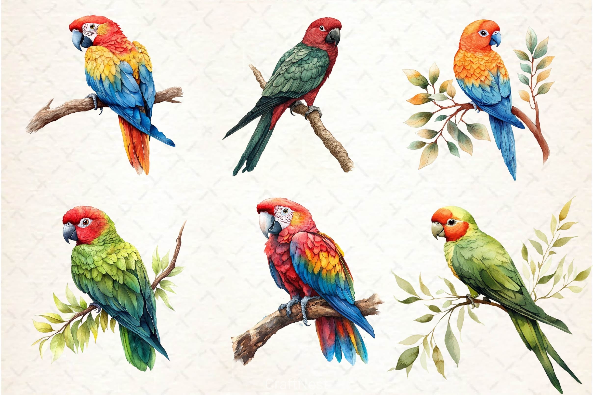 Parrot Clipart Bundle - CraftNest - Digital Crafting and Art