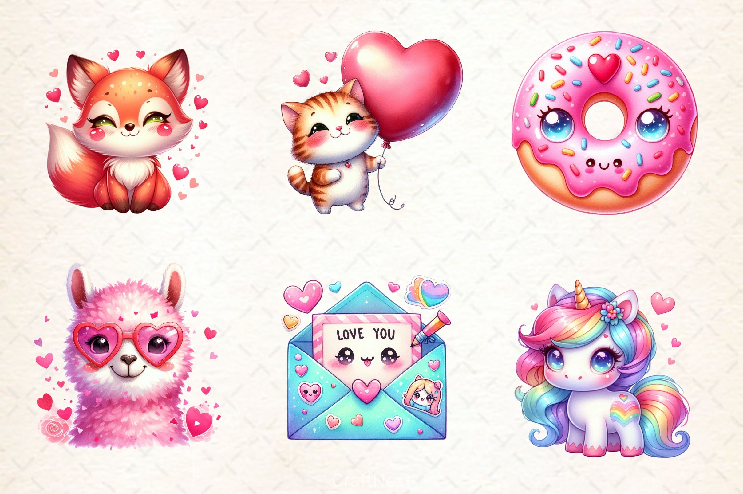 Kawaii Valentines Day Clipart Bundle 7 - CraftNest - Digital Crafting and Art