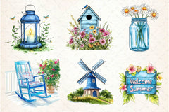 Blue Rustic Summer Clipart Bundle - CraftNest - Digital Crafting and Art