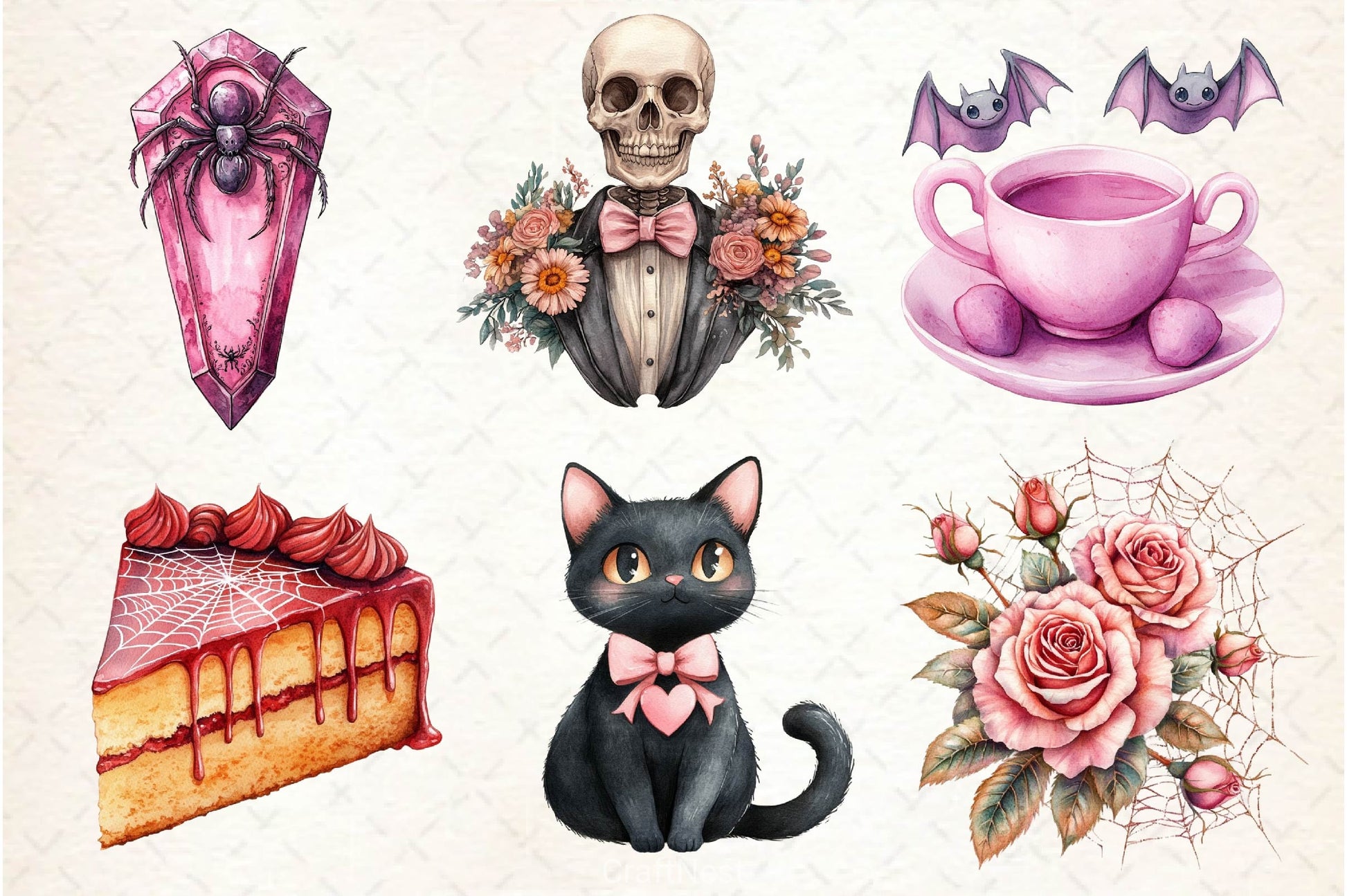 Pink Halloween Witch Wedding Clipart Bundle - CraftNest - Digital Crafting and Art