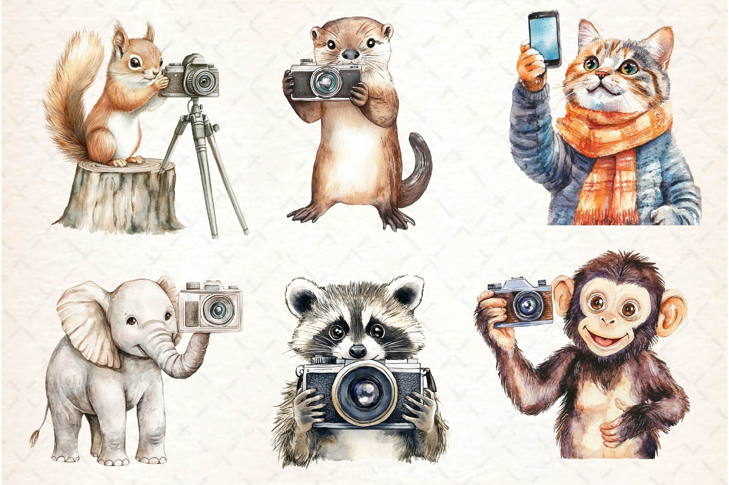 Cute Animals Photographer Clipart Bundle 2 - CraftNest - Digital Crafting and Art