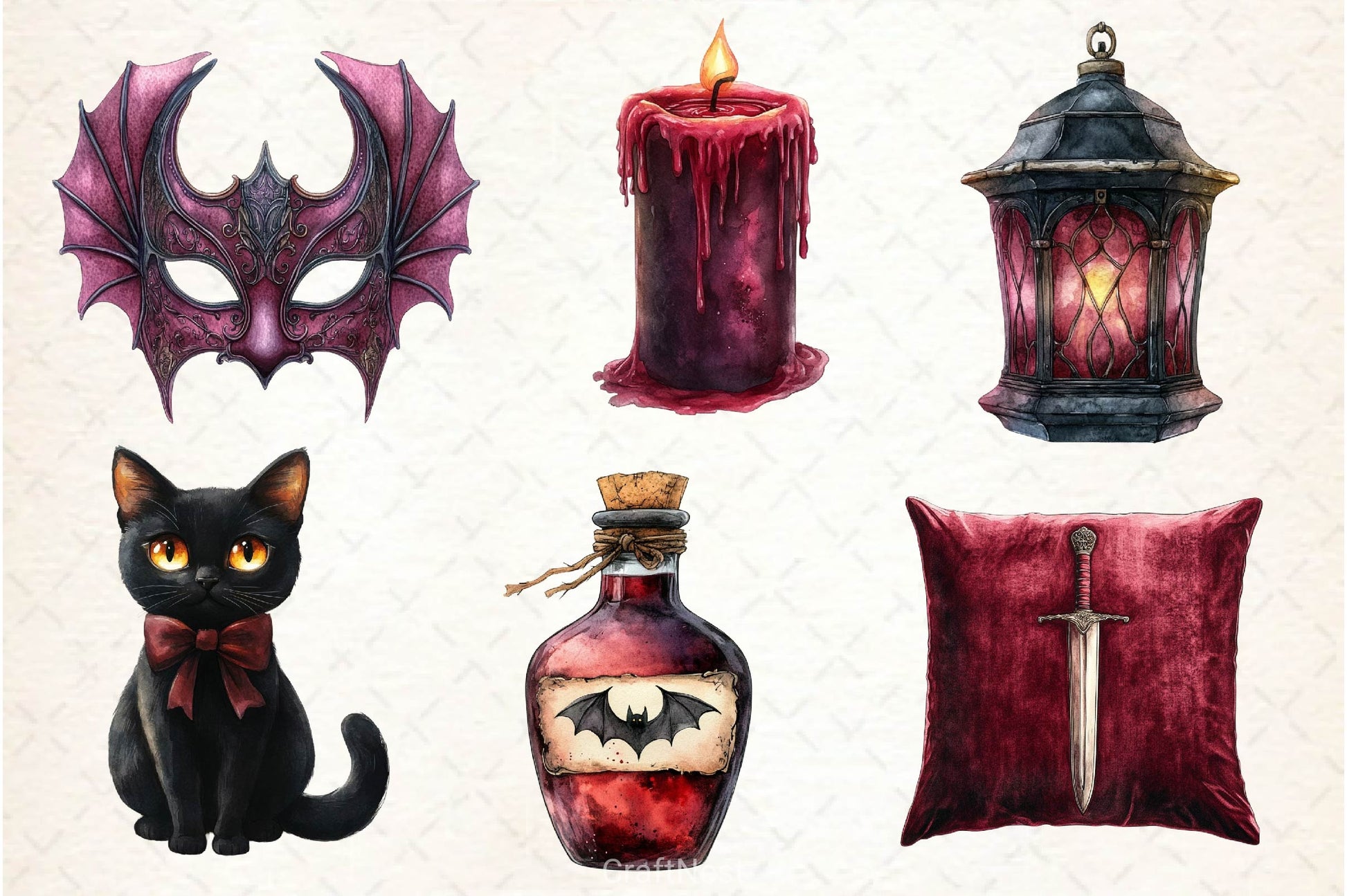 Burgundy Halloween Clipart Bundle 2 - CraftNest - Digital Crafting and Art