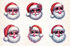 Retro Santa Blowing Bubble Designs Clipart Bundle - CraftNest - Digital Crafting and Art