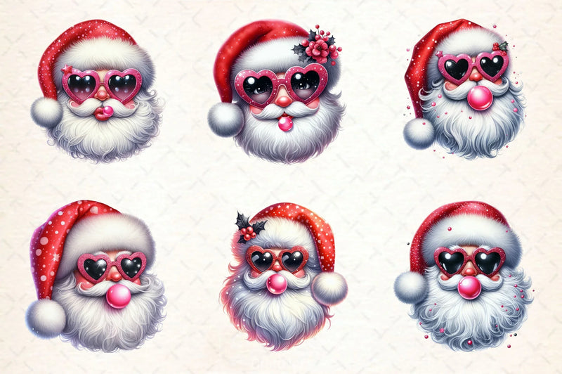 Retro Santa Blowing Bubble Designs Clipart Bundle - CraftNest - Digital Crafting and Art