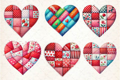 Patchwork Heart Valentines Day Clipart Bundle 2 - CraftNest - Digital Crafting and Art