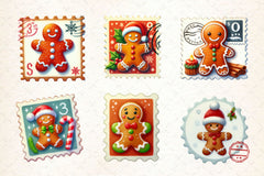 Christmas Gingerbread Postage Stamps Clipart Bundle 2 - CraftNest - Digital Crafting and Art