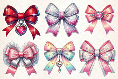 Glitter Coquette Valentine Bow Clipart Bundle - CraftNest - Digital Crafting and Art