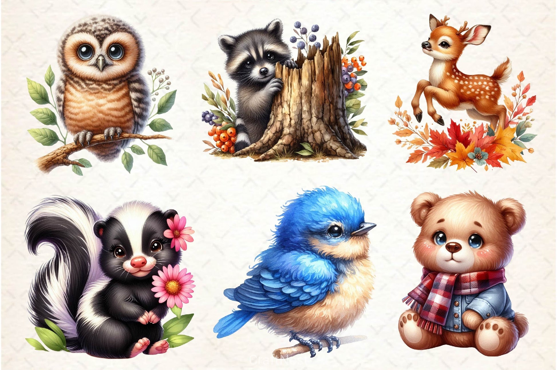 Woodland Animals Cute Baby Animals Clipart Bundle 2 - CraftNest - Digital Crafting and Art