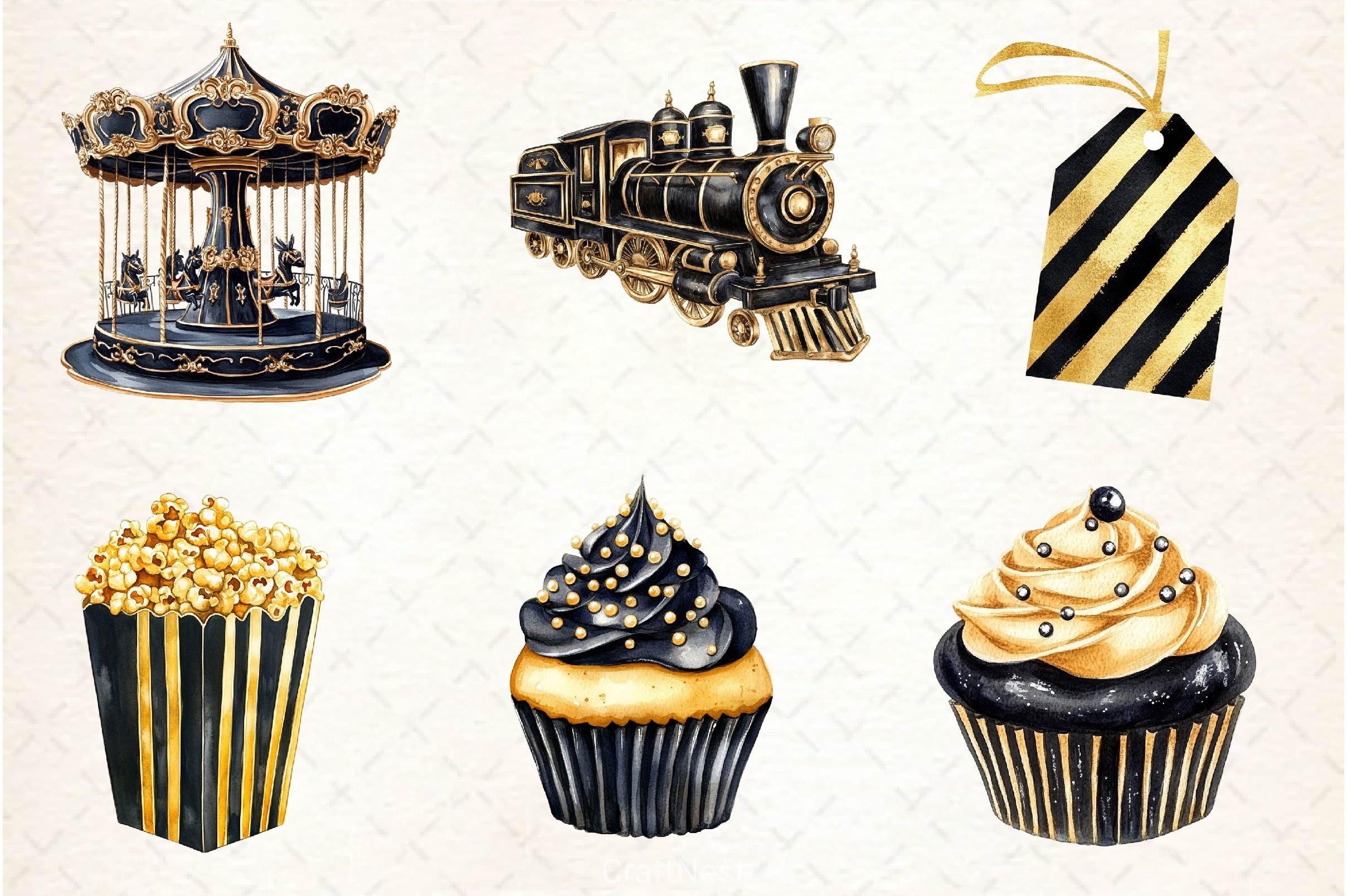 Luxury Black Kids Birthday Clipart Bundle - CraftNest - Digital Crafting and Art