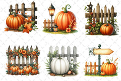 Fall Pumpkin Fence Clipart Bundle 3 - CraftNest - Digital Crafting and Art