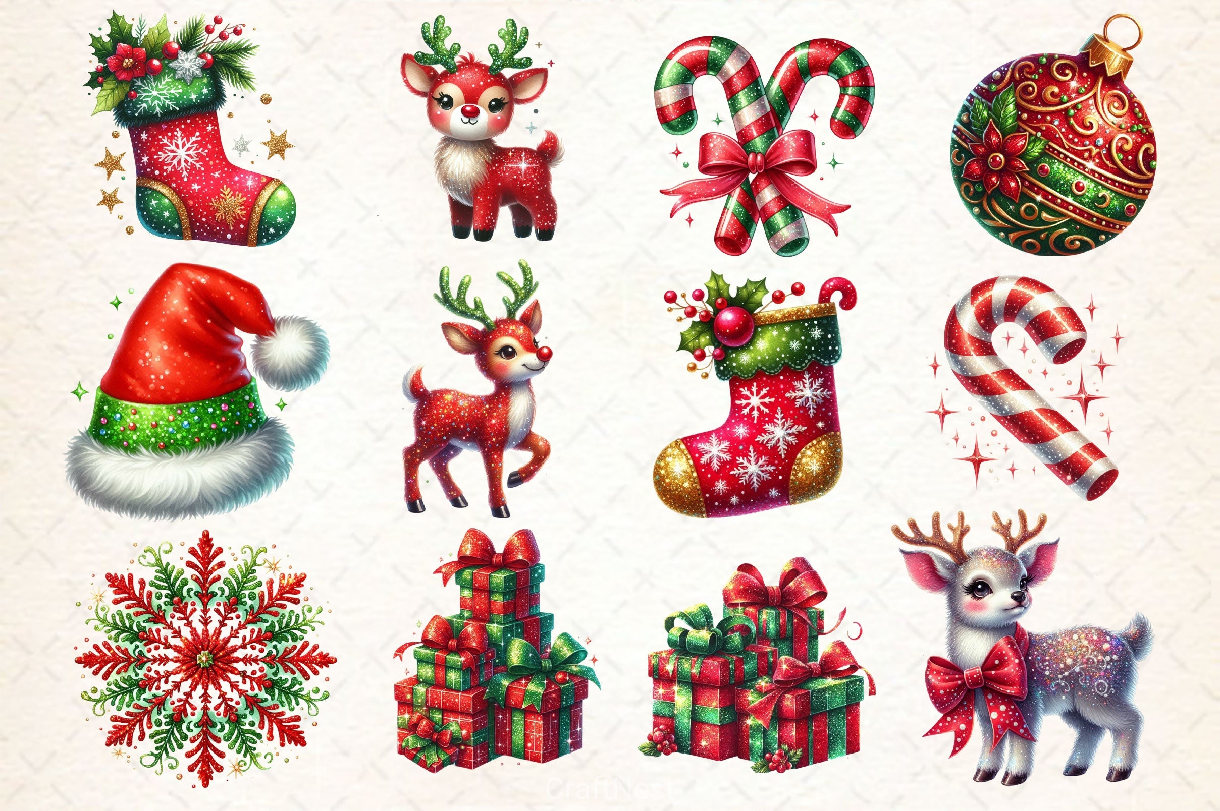Glitter Christmas Clipart Bundle - CraftNest - Digital Crafting and Art