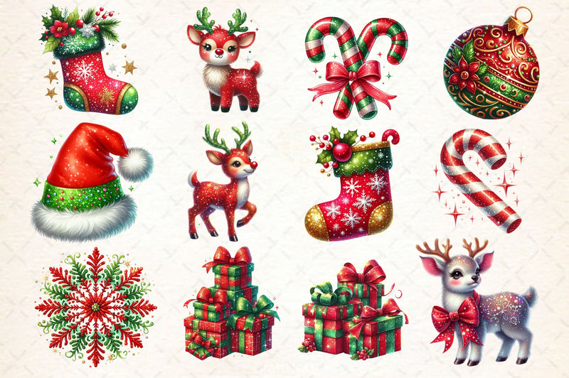 Glitter Christmas Clipart Bundle - CraftNest - Digital Crafting and Art