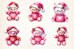 Pink Teddy Bear Christmas Clipart Bundle - CraftNest - Digital Crafting and Art