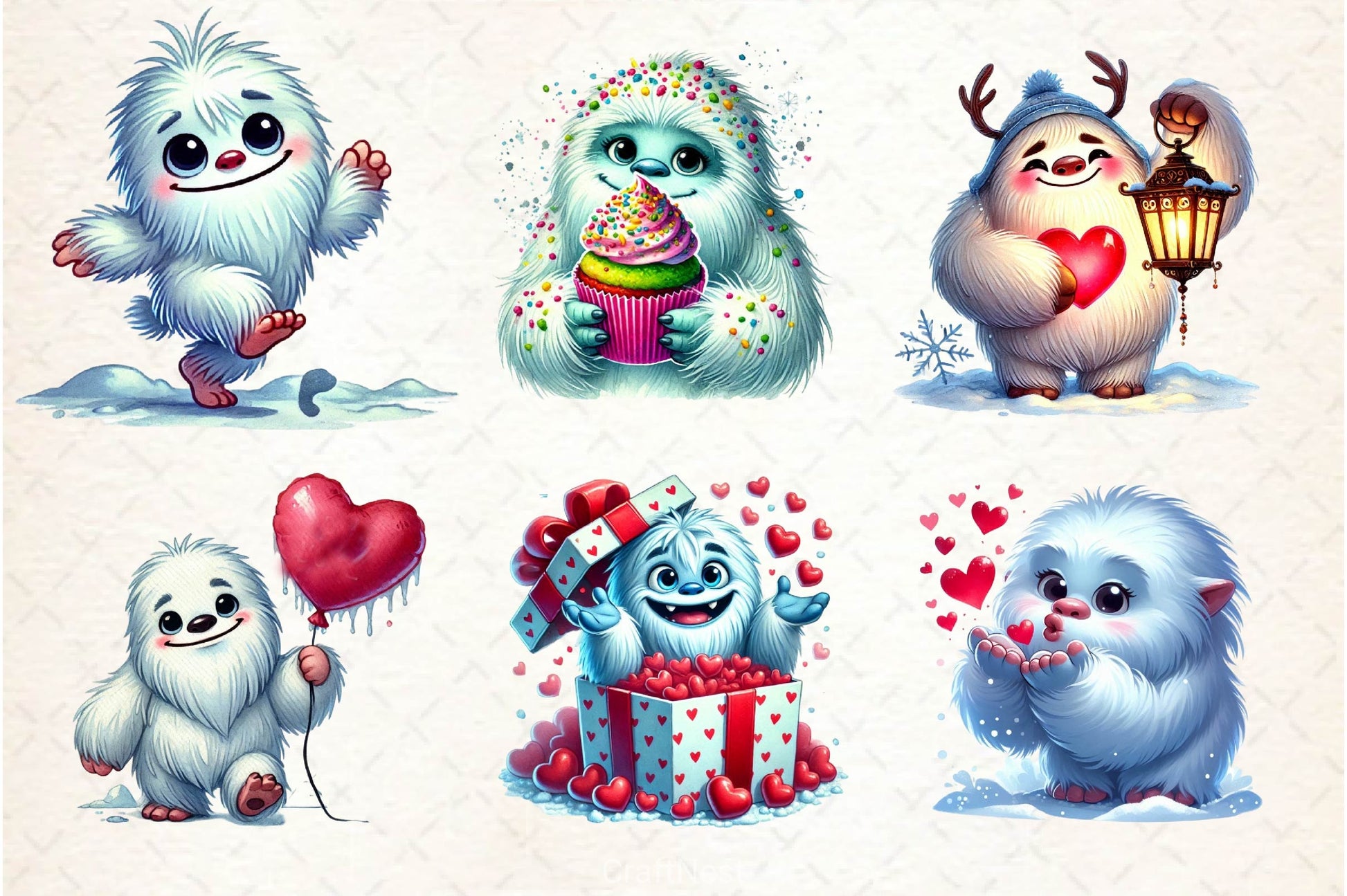 Valentine Cute Yeti Clipart Bundle 2 - CraftNest - Digital Crafting and Art