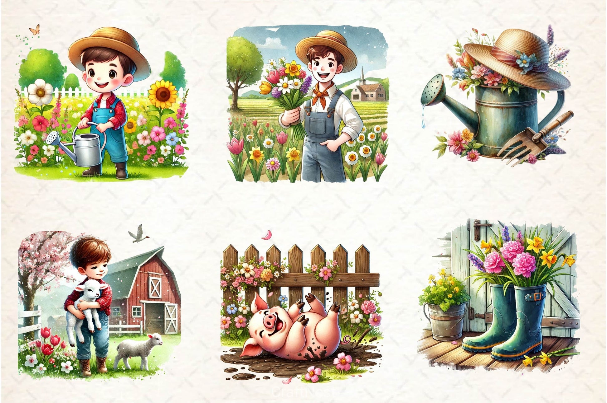 Spring Farmer Clipart Bundle 7 - CraftNest - Digital Crafting and Art
