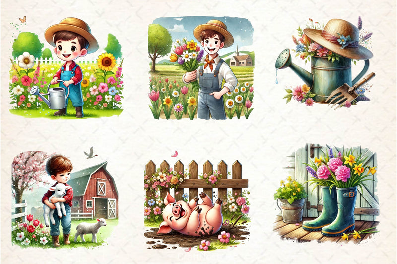 Spring Farmer Clipart Bundle 7 - CraftNest - Digital Crafting and Art