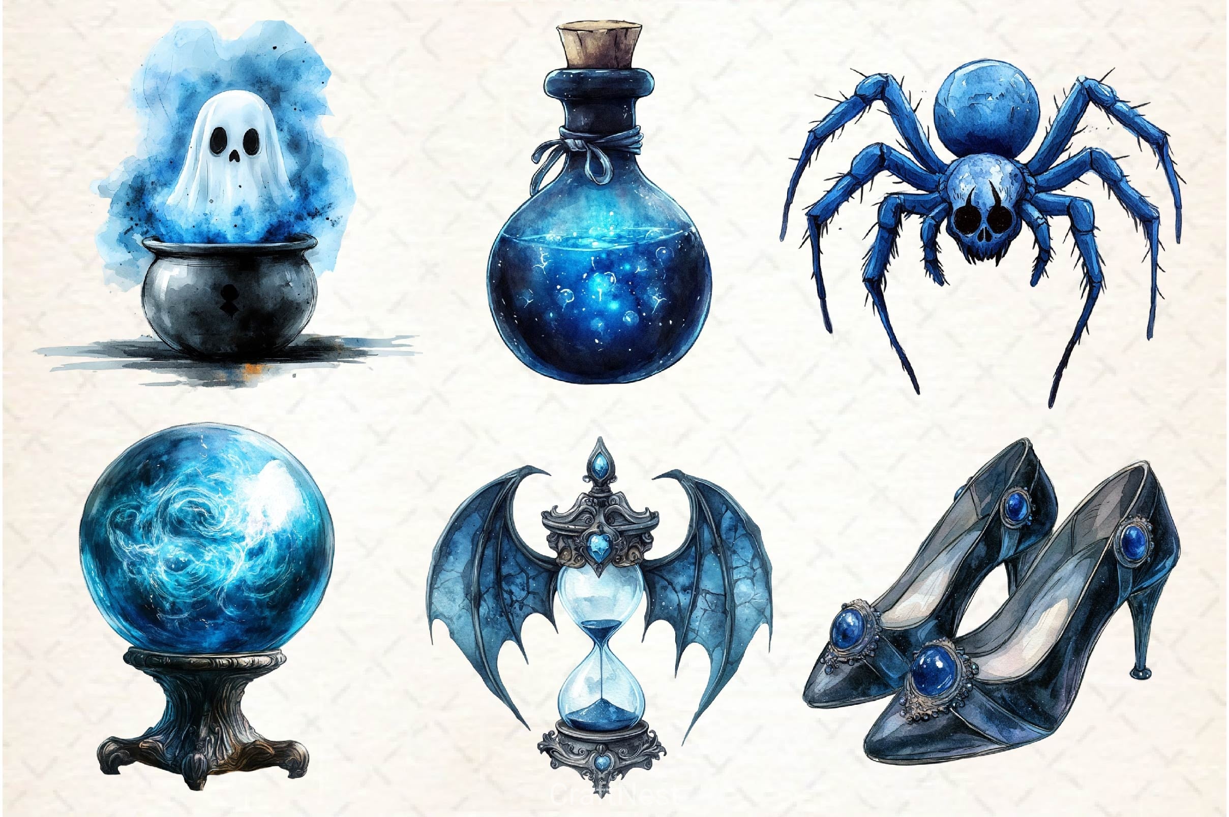 Blue Halloween Clipart Bundle 2 - CraftNest - Digital Crafting and Art