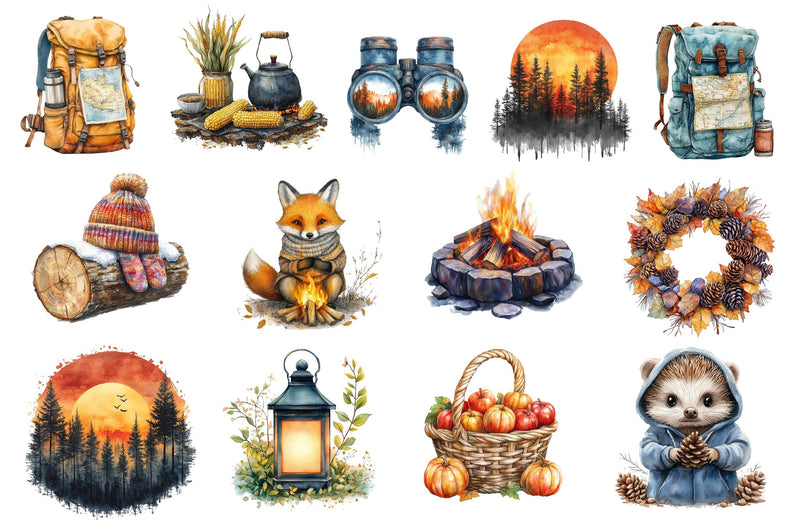 Autumn Camping Trip Clipart Bundle 2 - CraftNest - Digital Crafting and Art