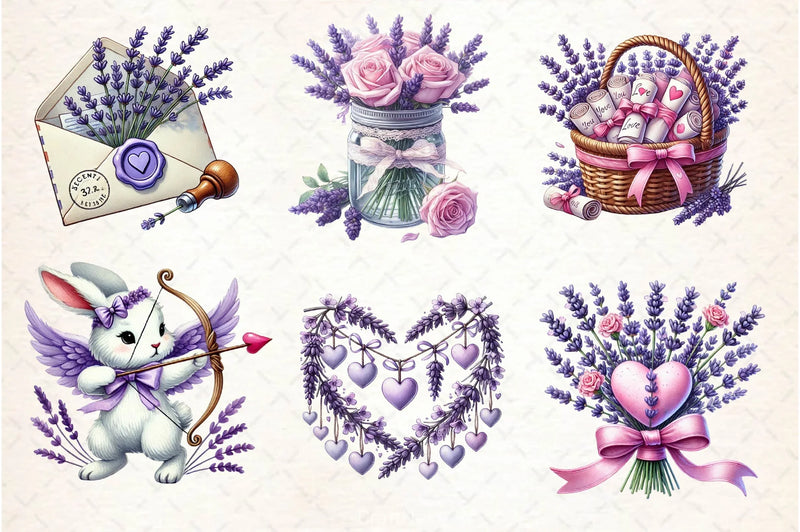 Lavender Valentine Clipart Bundle 2 - CraftNest - Digital Crafting and Art