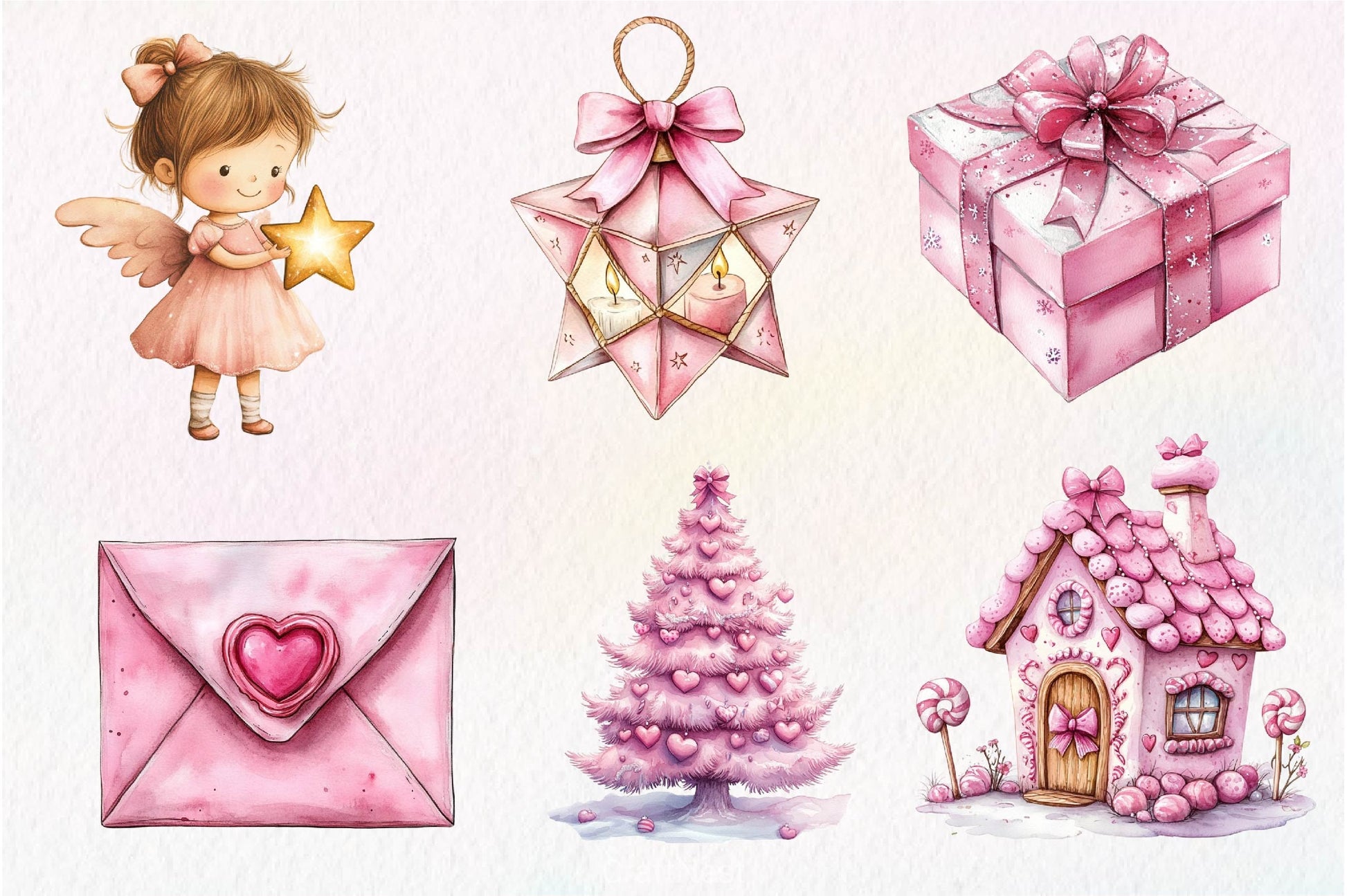 Pink Happy Christmas Clipart Bundle - CraftNest - Digital Crafting and Art