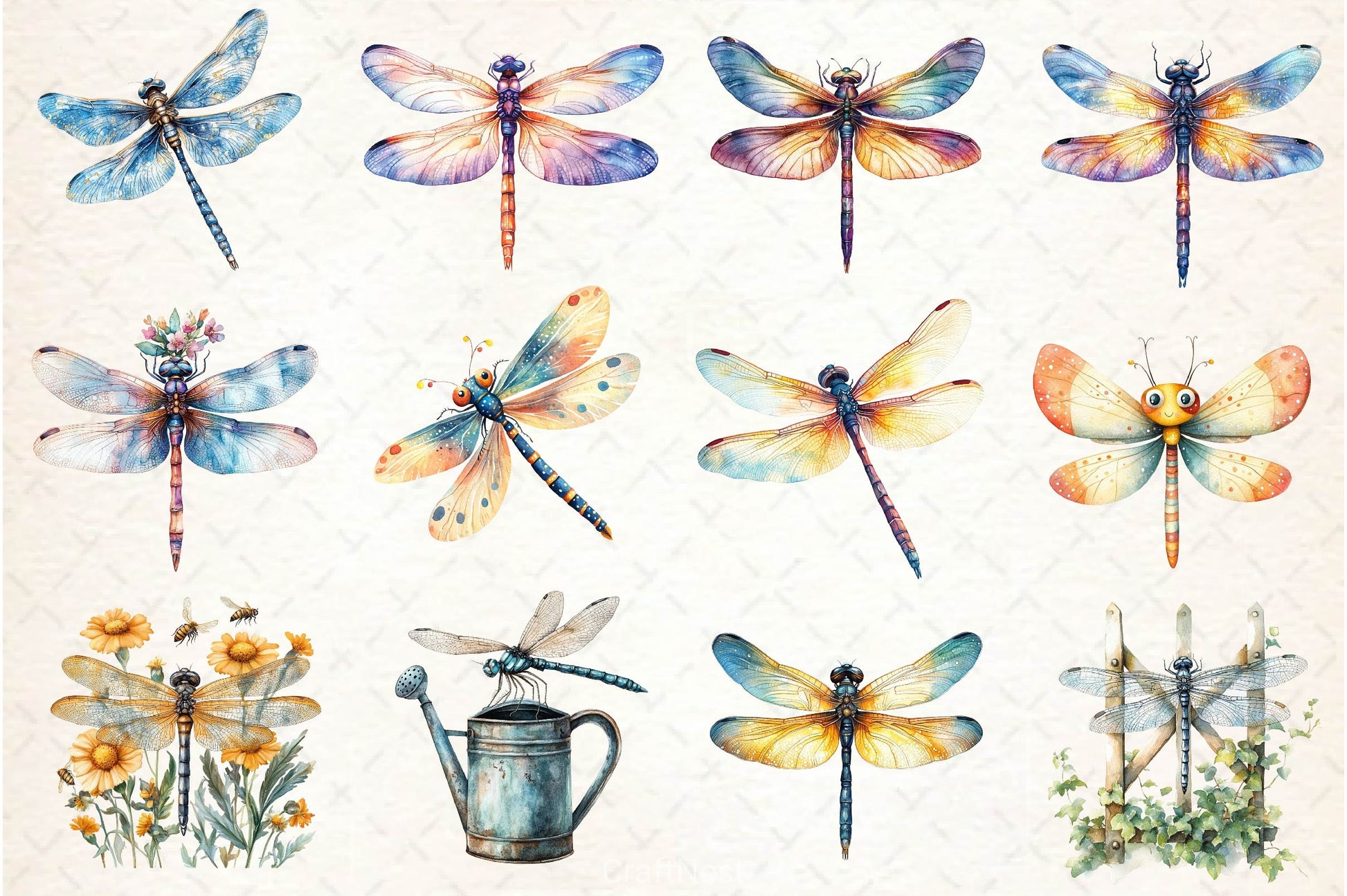 Summer Dragonfly Garden Clipart Bundle 2 - CraftNest - Digital Crafting and Art