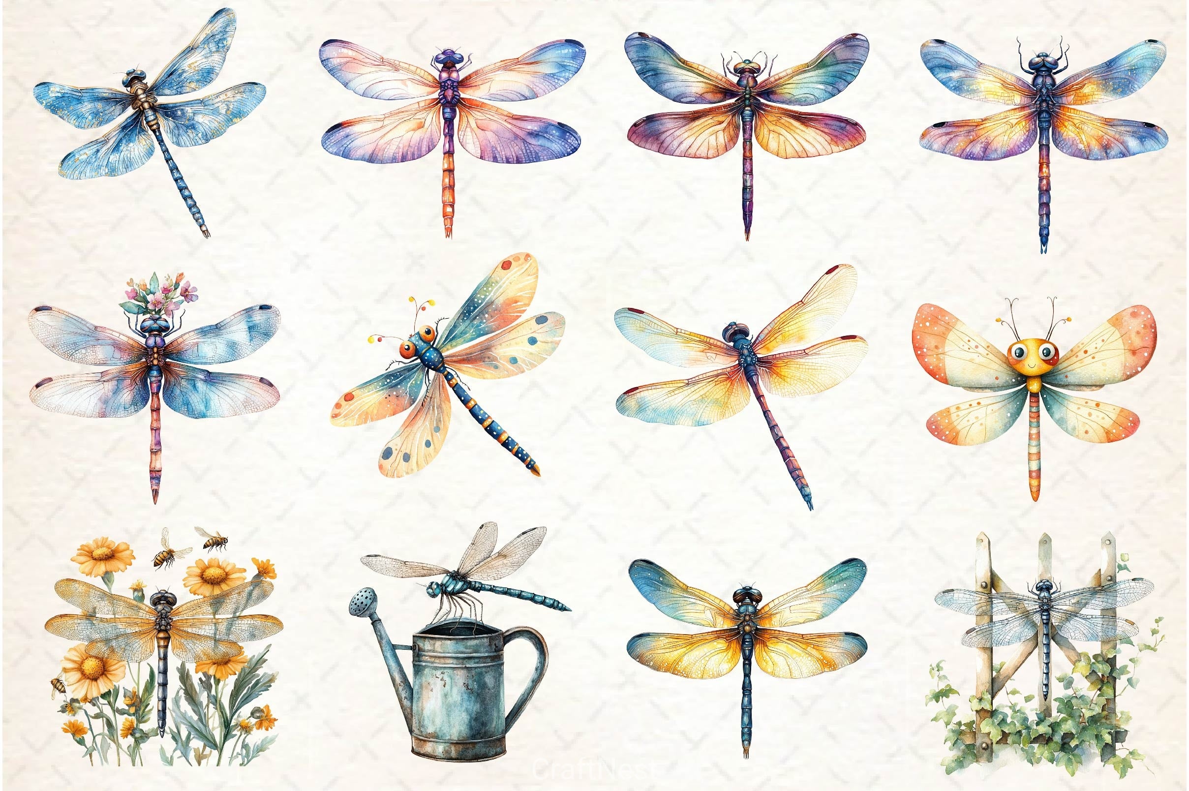 Summer Dragonfly Garden Clipart Bundle 2 - CraftNest - Digital Crafting and Art