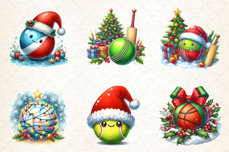 Christmas Sport Balls Clipart Bundle 2 - CraftNest - Digital Crafting and Art