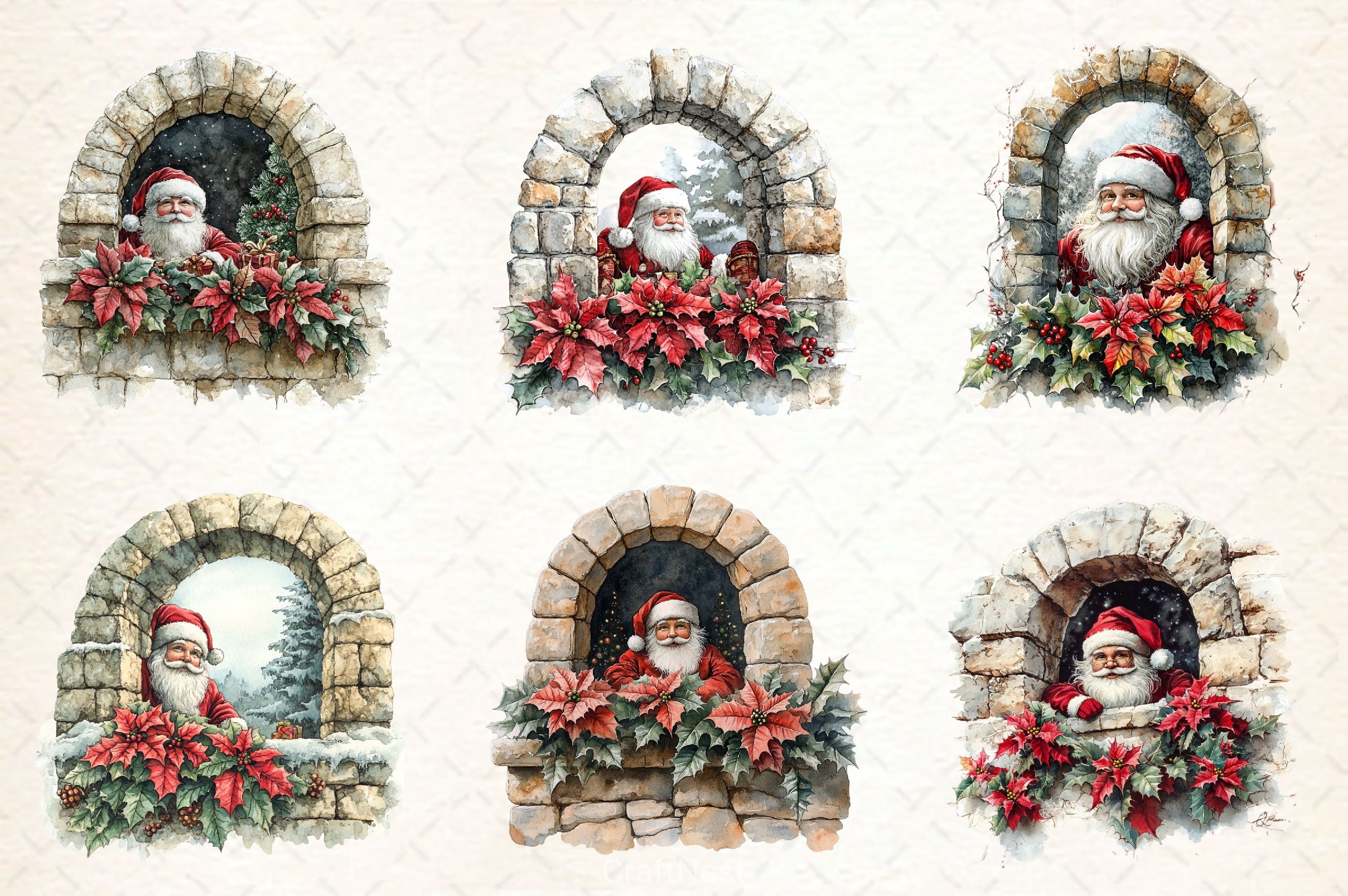 Santa Claus Clipart Bundle 4 - CraftNest - Digital Crafting and Art