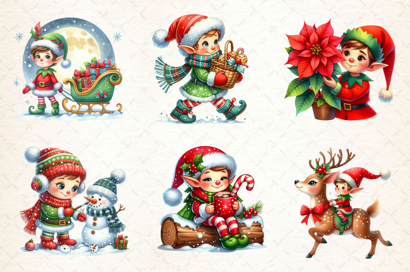Festive Elf Clipart Bundle - CraftNest - Digital Crafting and Art