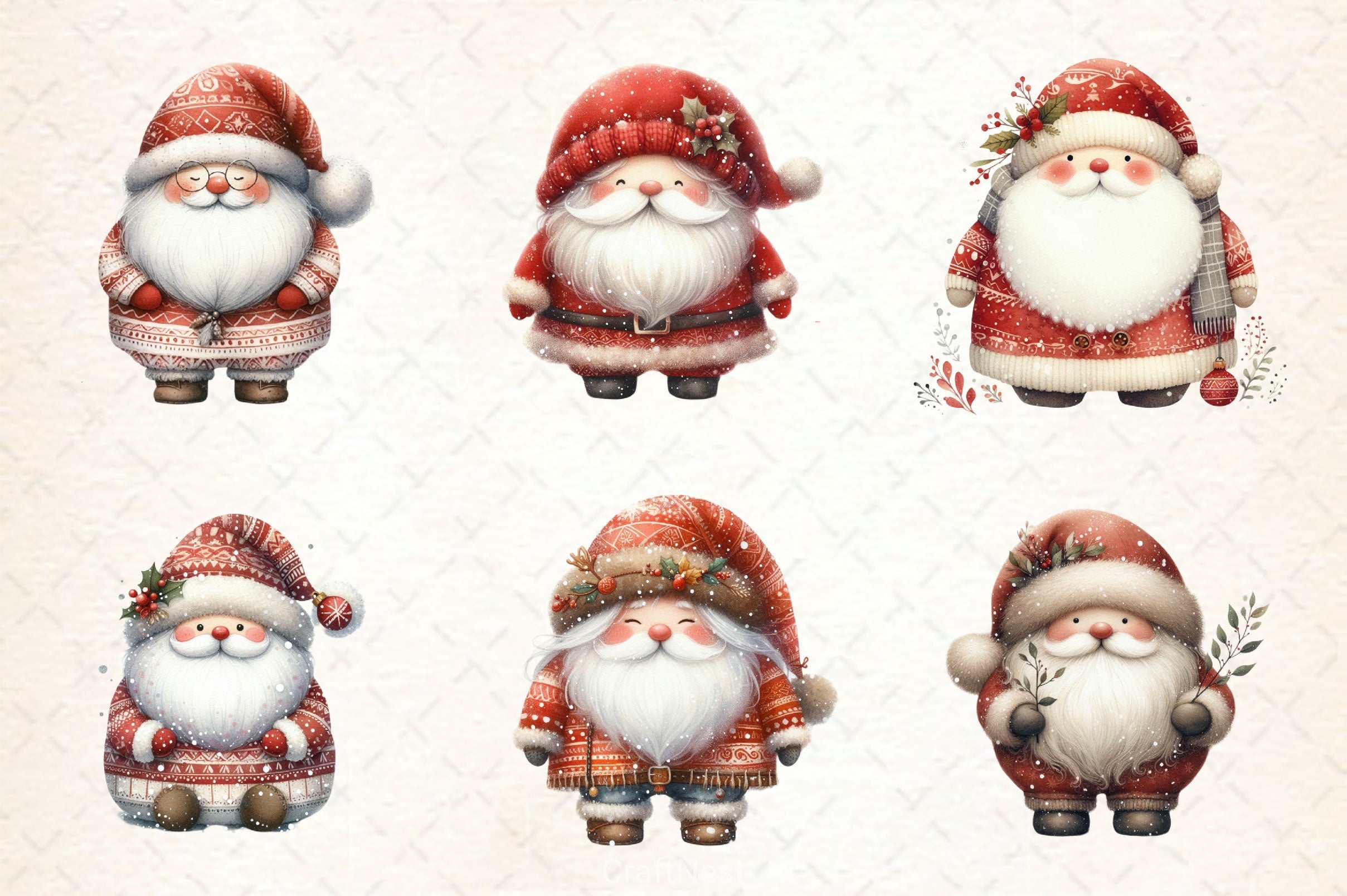 Boho Santa Clipart Bundle - CraftNest - Digital Crafting and Art