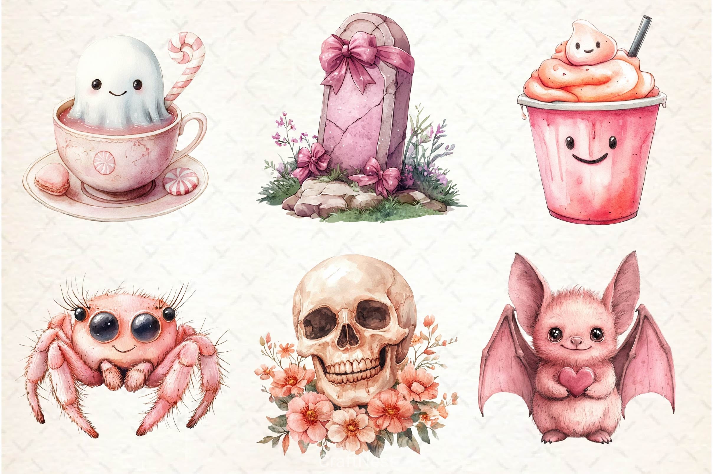 Pink Pastel Halloween Clipart Bundle - CraftNest - Digital Crafting and Art