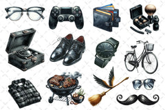 Classic Black Father's Day Clipart Bundle - CraftNest - Digital Crafting and Art