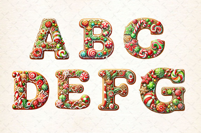 Christmas Gingerbread Alphabet Clipart Bundle 6 - CraftNest - Digital Crafting and Art
