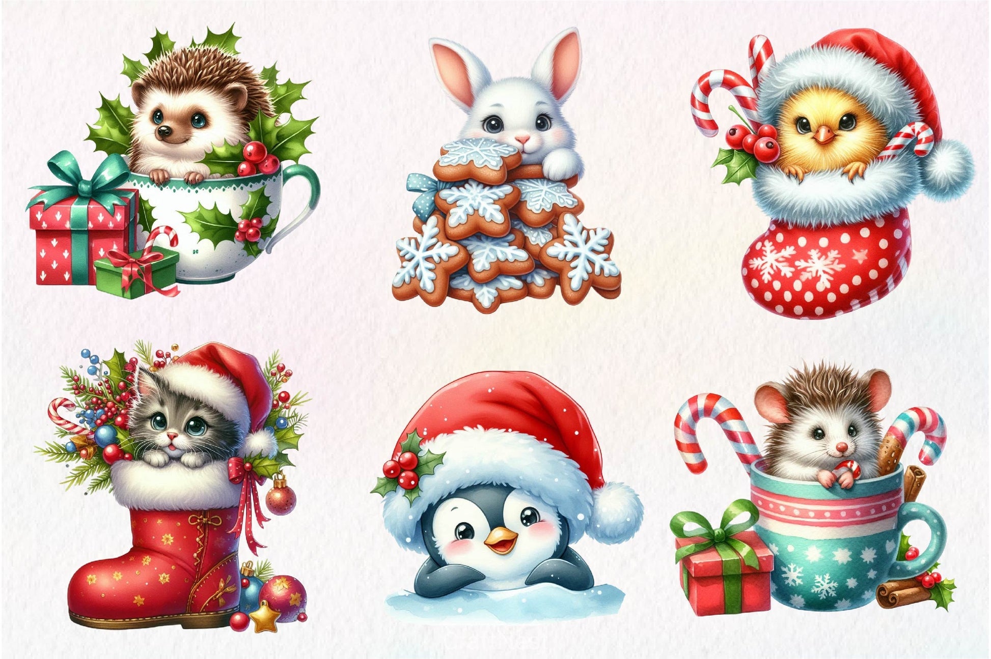 Christmas Animal Peeking Clipart Bundle - CraftNest - Digital Crafting and Art