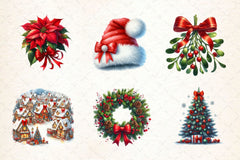 Christmas With Red Bow Clipart Bundle - CraftNest - Digital Crafting and Art