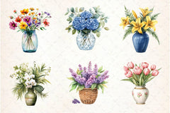 Spring Flowers Vase Clipart Bundle - CraftNest - Digital Crafting and Art