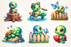 Spring Cute Turtle Clipart Bundle - CraftNest - Digital Crafting and Art