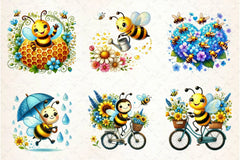 Spring Bees Clipart Bundle 4 - CraftNest - Digital Crafting and Art