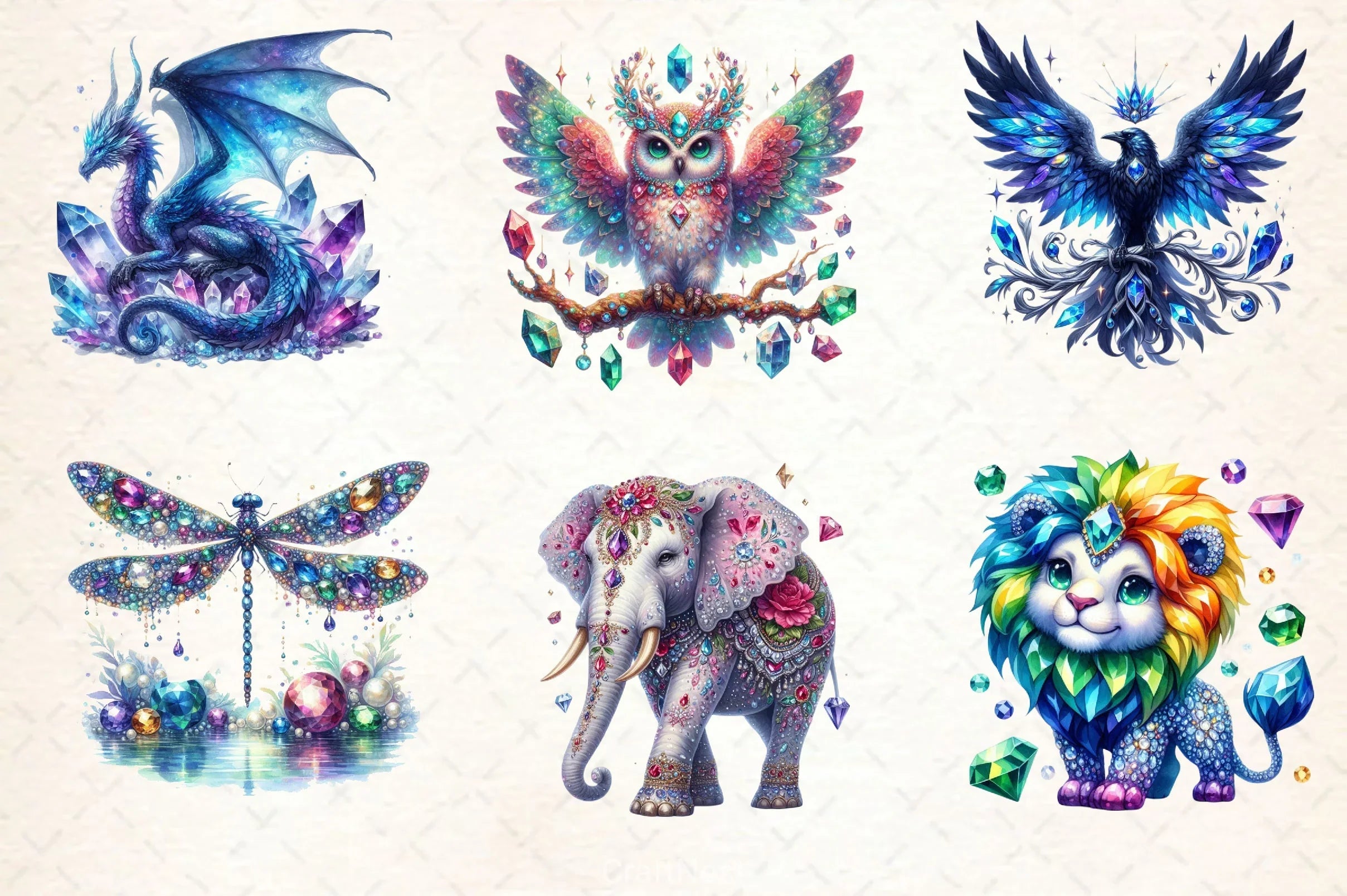 Gemstone Fantasy Animals Clipart Bundle - CraftNest - Digital Crafting and Art