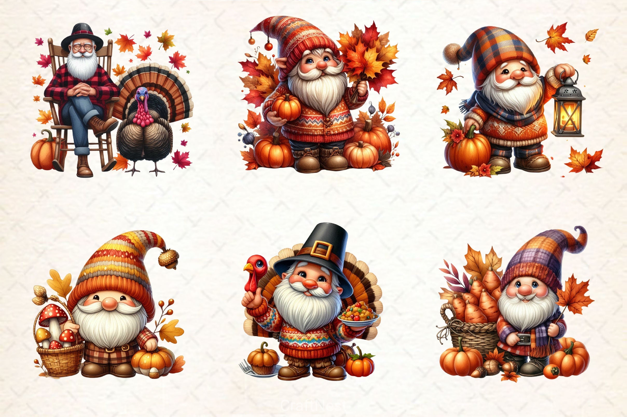 Thanksgiving Gnomes Clipart Bundle - CraftNest - Digital Crafting and Art