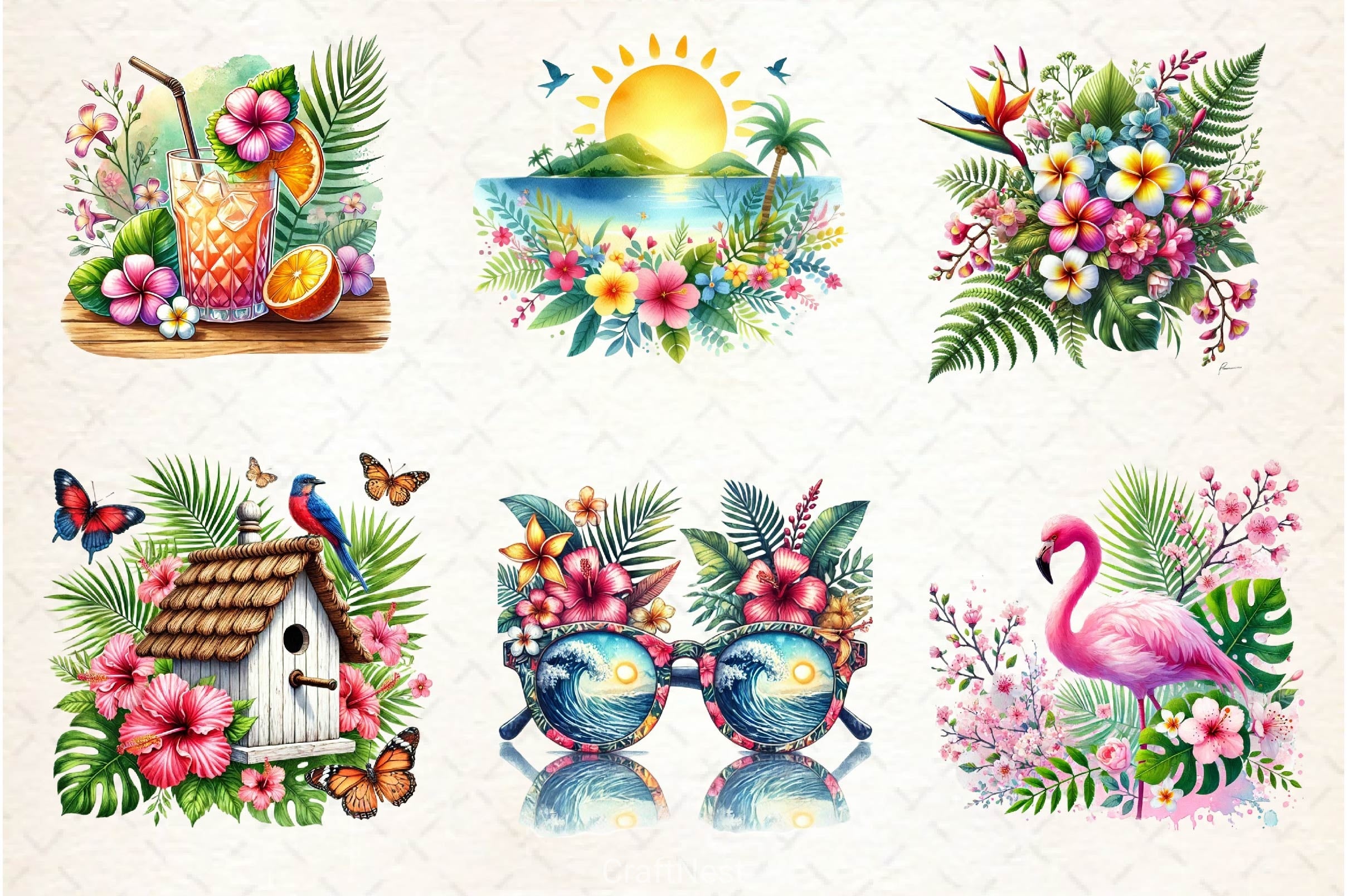 Tropical Spring Clipart Bundle 3 - CraftNest - Digital Crafting and Art