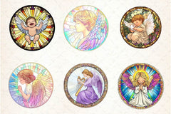 Stained Glass Cute Angel Clipart Bundle - CraftNest - Digital Crafting and Art