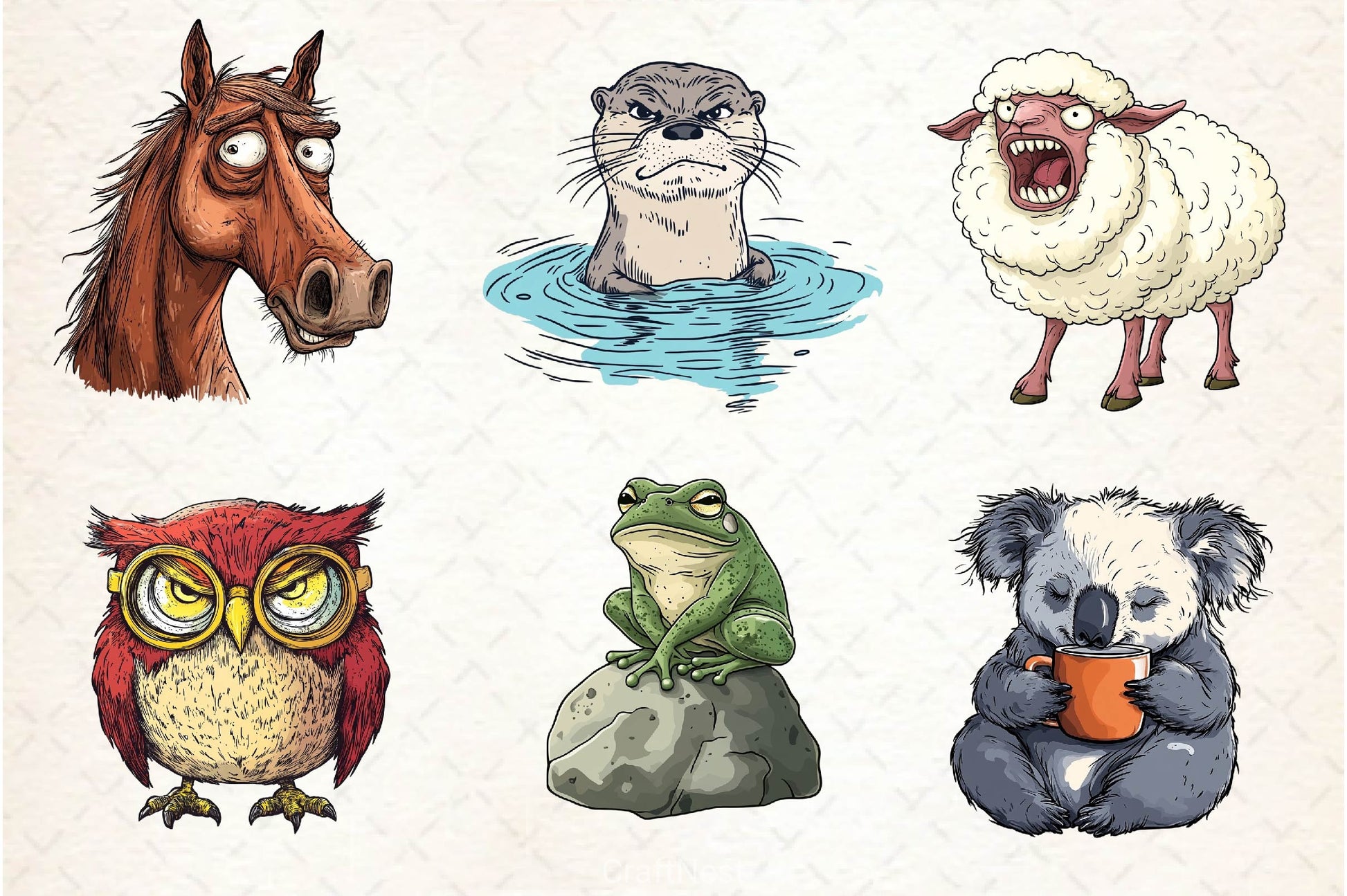 Funny Grumpy Animals Clipart Bundle 4 - CraftNest - Digital Crafting and Art